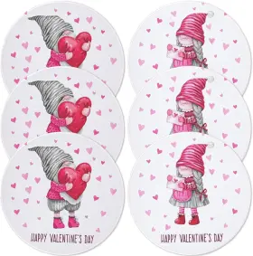 Lb0126 Lucomb Valentine Placemats Set Of 6 Rubber Washable Dining Table Mats 13 Inch Round Hea