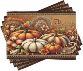 Sd4011 Lunarable Ser Fall Place Mats Set Of 4 Placemat Pcs Cinnamon Orange And Blue