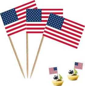 Luseoan 705353133527 American Us Toothpick Flag Usa Small Mini Cocktail Fruit Cupcakes Toppers