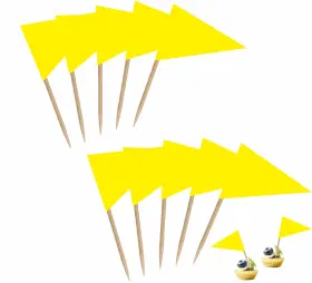 Luseoan 712110222912 100 Pack Yellow Blank Solid Color Toothpick Flag Small Mini Labeling Marking
