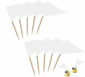 Luseoan 712110402543 100 Pack White Blank Solid Color Toothpick Flag Small Mini Labeling Marking D