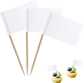 Luseoan 741421559561 Blank Toothpick Flags White 100-pack Diy Food Decoration For Cupcakes Fruit