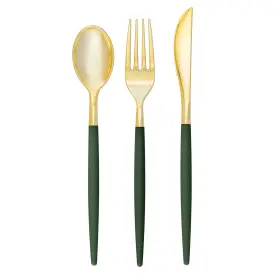 Luxe Party 633125266619 128 Pieces Tone Plastic Disposable Cutlery Forks-spoons-knives Full Size