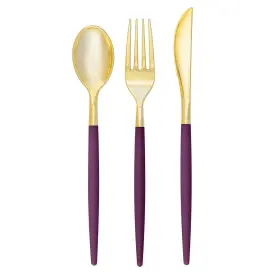 Luxe Party 633125266664 128 Pieces Tone Plastic Disposable Cutlery Forks-spoons-knives Full Size