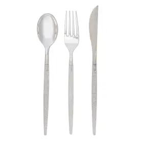 Luxe Party 633125266732 128 Pieces Tone Plastic Disposable Cutlery Forks-spoons-knives