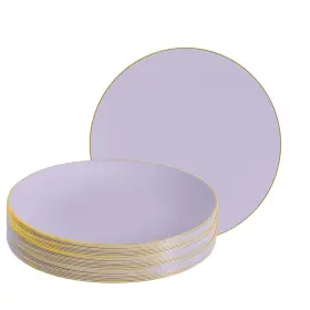 Kit-lx-1010-g-lvdr-30 Luxe Party Nyc 30pk Plastic Dinner Plates 10.25 Inch Lavender Gold Disposable Supplies