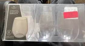 Lrp-lx-g16-clr Luxe Party Washable Reusable 16 Oz Clear Plastic Stemless Goblets Pet 6 Count