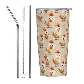 Lyemvhe Lyemvhe-tumbler02 Chicken Tumbler With Lid And Straw 20oz Insulated 676.3 Ounces Beige