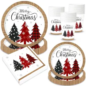Lyhongparty 788953877992 Christmas Paper Plates And Napkins Serves 25 Disposable C