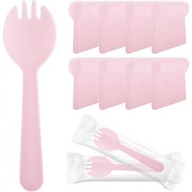 Lynzavix 313050526575 Pink Disposable Plastic Sporks Family Heavy Duty Tableware Indiv