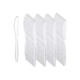 Lynzavix 726084131293 Clear Transparent Disposable Plastic Knives Tableware Heavy Duty Soli