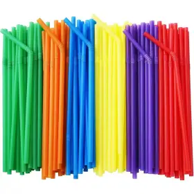 Lynzavix 726084792333 Solid Colors Multicolor Disposable Plastic Drinking Straws Flexible Bendy Design