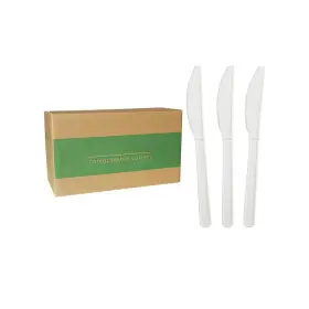 Lynzavix 744759612908 White Family Disposable Cpla Compostable Knives Bulk Cutlery Utensils 1000