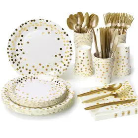 Lzerking 774196220695 Party Supplies Set - 210 Pieces Of Mixed Size Gold Dot-210