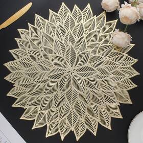 Mabbcoo Mb003-03 Placemats Set Of 6 Round Hollow Out Flowers Place Mats Pcs Gold