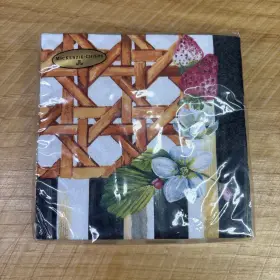 32900-2100 Mackenzie-childs Berries And Blossoms Paper Cocktail Napkins 20 Pack Sealed