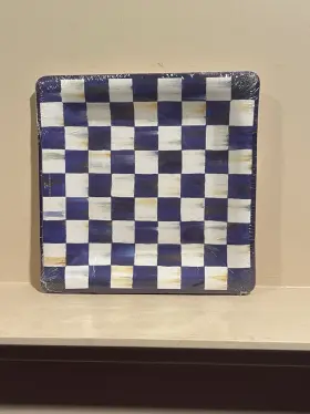 Mackenzie-childs 846823133255 Sealed Royal Check 10 Paper Salad / Dessert Plates 7 1/2 Inch Sq