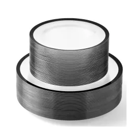 Cps100 Madee Parent By Heavyweight 100 Pcs Clear And Black Disposable Plates For Party 50