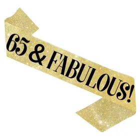 Magicshop4u 752503086929 65 Birthday Decorations - 65th Sash And Fabulous Gold