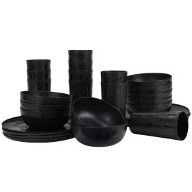 Mainstays 849434051222 Plastic Etched Halloween 30 Piece Dinnerware Set Black
