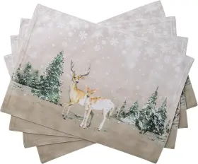 Pm020aa02 Maison D Hermine Dft Placemat 100% 13 X 19 Pack Of 4 002 - Deer In The Woods