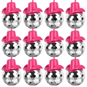 Makcnmym 749838081552 12 Pcs Disco Ball Cups Pink Cowgirl Hat Mirror Party Cup With Straws Silver 7 Makcnmym 749838081552 12 Pcs Disco Ball Cups Pink Cowgirl Hat Mirror Party Cup With Straws Silver 7
