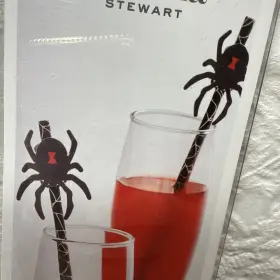 Martha Stewart 889092512819 Halloween Party Spiderweb Straws With Large Spider Embellishments Spooky 19 New