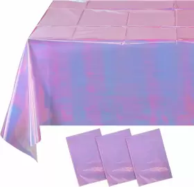 Ms22081 Mashan 3 Pcs Iridescent Plastic Tablecloths Shiny Pack Pink Purple