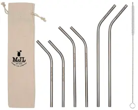 43216-181352 Mason Jar Lifestyle Combo Pack Thin Bent Stainless Steel Straws For Jars 6 Cleaning Brush