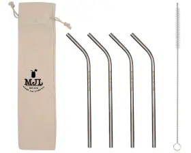 Mason Jar Lifestyle 736631115232 Medium Thin Bent Stainless Steel Straws For Pint Jars Or Glasses 4 Pac