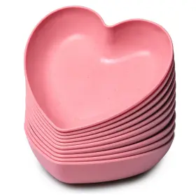 Matican 897104648889 Heart Shaped Plates 10-pack Pink Dinner Dinnerware Dishes