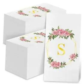 Fmn001 Mayung 200 Gold Floral Monogrammed Disposable Napkins - Initial Letter Paper Guest S