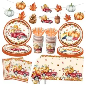 Mbetray 772093986416 142pcs Fall Party Plates And Napkins Supplies Autumn Pumpkin