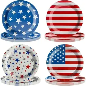 Mcadoorwe 791794182863 Patriotic Paper Plates 7 Inch 48 Count Stars And Stripes Design Bpa Free