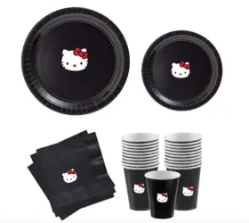 Mcadoorwe 791794192442 Kitty Party Supplies Set Black And White Theme Plates Cups Napkins