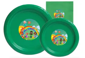 Mcadoorwe 791804102539 45 Piece Birthday Party Paper Plates And Napkins Set Rainbow Theme Green