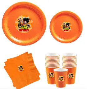 Mcadoorwe 791804102775 Birthday Party Supplies Set Orange Plates Cups And Napkins Anime Theme