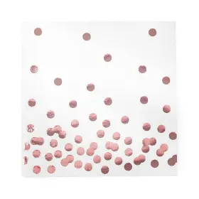 Mealivos 792119803367 80 Pack Of White Paper Cocktail Napkins With Gold Foil Polka Dot Confetti Pol