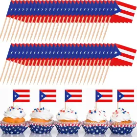 Meanplan 445045150199 1000 Pcs Puerto Rico Toothpick Flags Rican Flag Toothpicks Cup