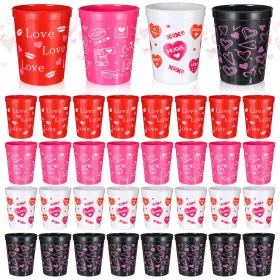 Lo-meanplan-29875 Meanplan 48 Pcs Valentines Plastic Cups Heart Reusable 16 Oz For Hol