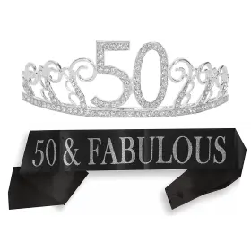 Meant2tobe 607467216328 50th Birthday Sash And Tiara For Women - Fabulous Glitter W