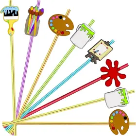 Hhxgz-001 Meaxur 24pcs Art Painting Character Cocktail Drink One Size 6color