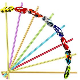 Meaxur Scw001 24pcs Race Car Themed Reusable Plastic Straws 6 One Size 6color