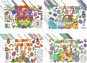 Gr0015 Mefineshow Easter Coloring Placemats For Kids 24 Pcs Disposable Paper 17 X 11 In White