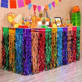 Sl-a-0282-002 Mega-loopolis 2 Pack Fiesta Party Wavy Metallic Tinsel Foil Fringe Table Skirts Cinco De Mayo