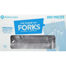 337375 Member S Mark Members Clear Plastic Forks - 300 Count 2 Pack Of