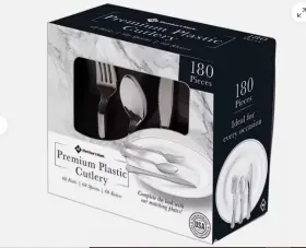Members Mark 078742107356 Premium Silver-look Cutlery Combo 180 Ct