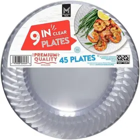 Members Mark 078742196350 Clear Plastic Plates 9 Inch 45 Ct