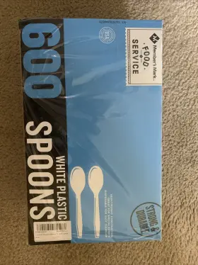 Members Mark 445022424459 Heavyweight White Plastic Spoons 600 Ct Members Mark 445022424459 Heavyweight White Plastic Spoons 600 Ct