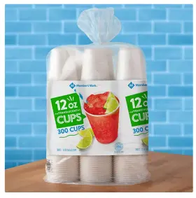 968050047 Members Mark Translucent Plastic Cups Sturdy And Disposable 12 Oz 300-cups
